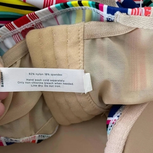 Cacique Lane Bryant Swim Top 36D Colorful Stripes - Picture 9 of 11